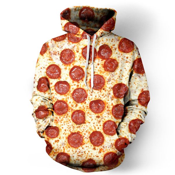 Atacado- New Harajuku Moda Casual Sueter Unisex 3D Sweatshirt Queijo De Queijo Pizza Pizza Pullovers Sweatshirts