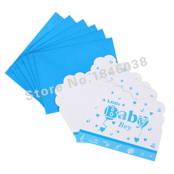 

wholesale- 6pcs envelop shape little baby boy theme party invitation card kids baby birthday/festival party card decoration supplies