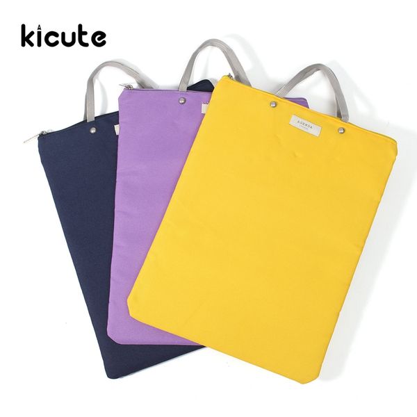

wholesale- kicute simple solid oxford canvas a4 big capacity document bag business briefcase storage file folder for papers stationery
