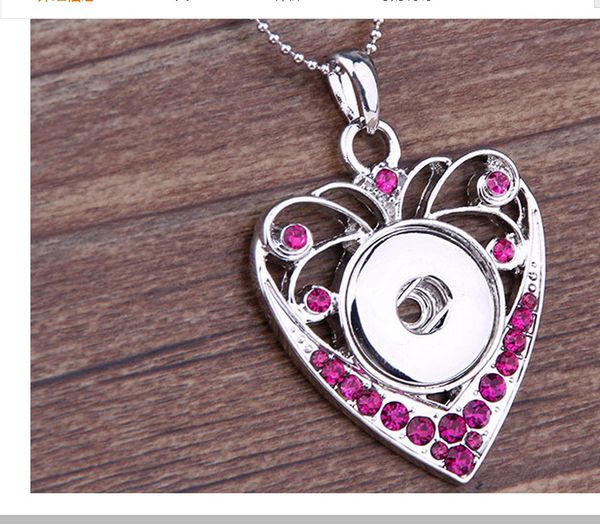

2017 new noosa snap button heart pendants necklace, Silver
