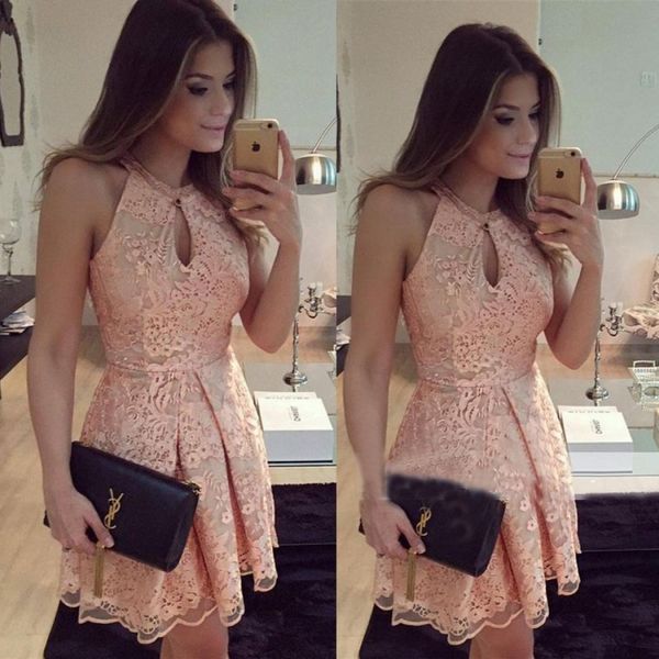 

short blush fitted homecoming dresses for teens sweety full lace appliques a line cocktail gowns ing, Blue;pink