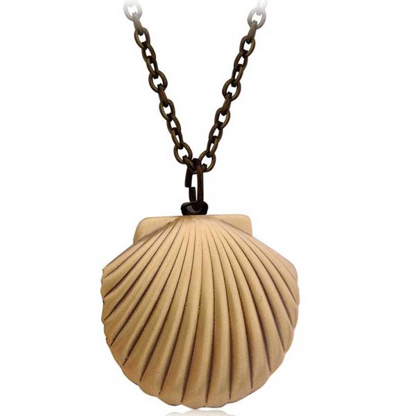 

wholesale- vintage style antique brass mermaids sea shell locket necklace sea beach jewelry beach wedding collection pendant put ps box, Silver