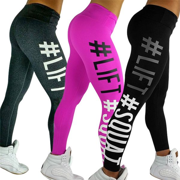 

WannaThis 2017 Leggings Women LIFT SQUAT Letter Printed Exercise Sporting Outfits Skinny Slim Girls Pants European Style Legging