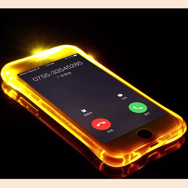 

TPU+PC LED Flash Light Up Case Remind Incoming Call Cover for iPhone X 8 7 6 6S Plus Samsung S8 S7 S6 Edge Note 5 Clear Skin 50pcs DHL