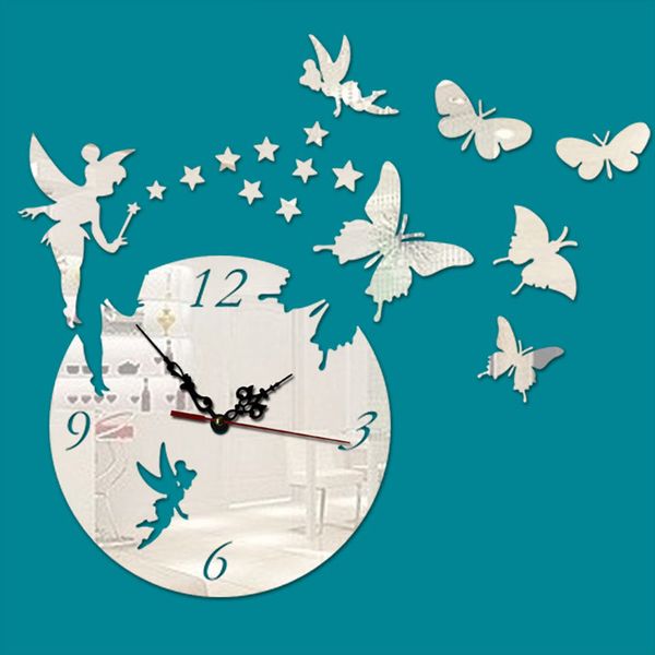 

wholesale- new creative art fashion acrylic large 3d butterfly wall clock modern design home decorative diy clock hall office bedroom reloj