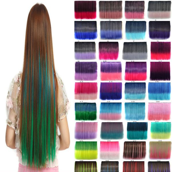 

Два Два Ombre Длинные Прямые One Piece Синтетический Зажим На 3/4 Полные Наращивание Воло