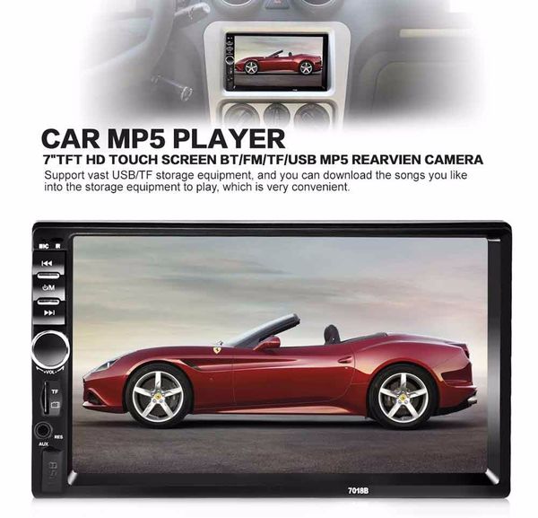 Venda 7018B 7 polegadas Bluetooth V2.0 Car Audio Stereo Touch Screen MP5 Player Suporte TF MMC USB FM Radio Car dvd