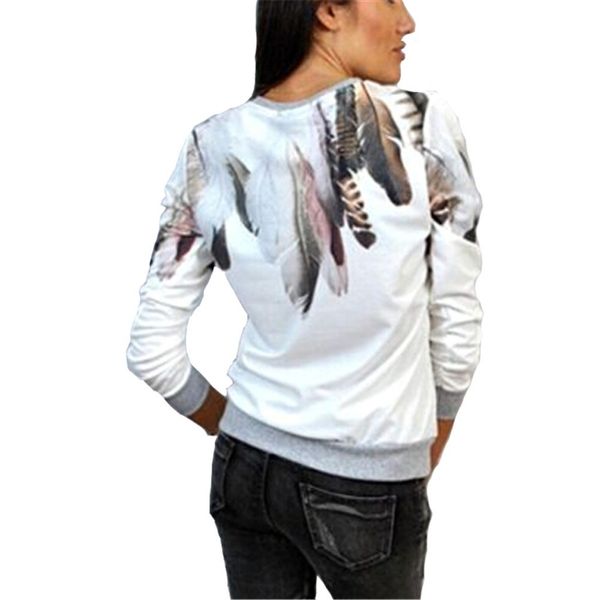 

wholesale- spring/autum women casual hoodies pullover feather print bts jumper hoodie 3/4 sleeve sweatshirt top, Black