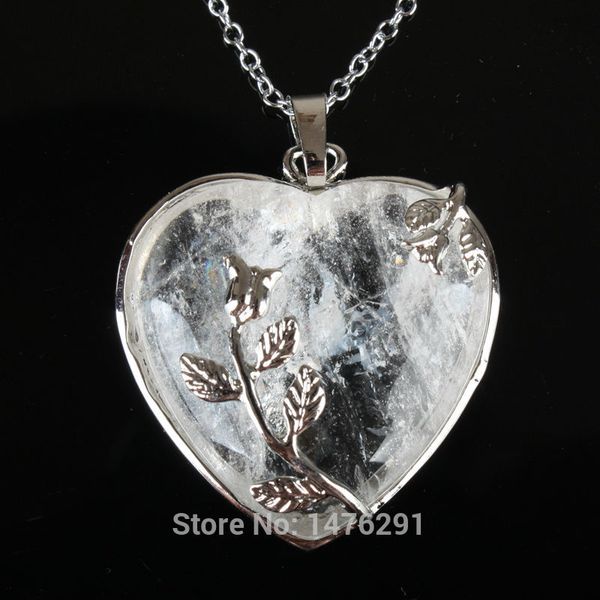 

wholesale- new natural clear crystal heart shaped inlaid flower jewelry pendants 1pcs gift for women, Black