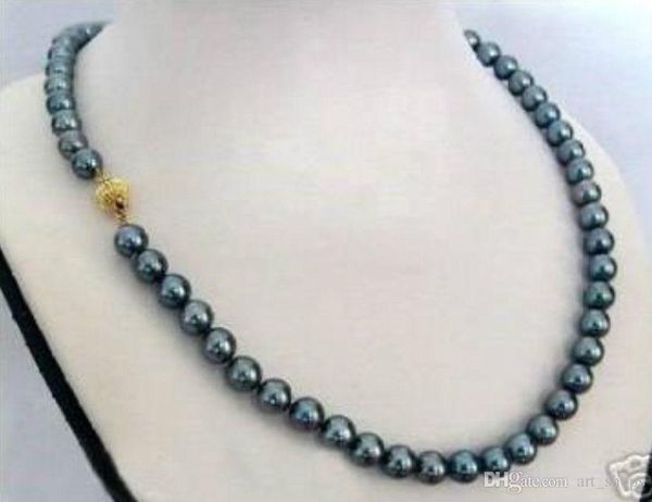 Ziemlich! 8mm Schwarz Akoya Shell Perle kultivierte Halskette 18 