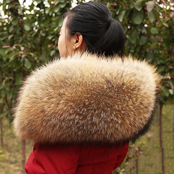 

wholesale- 2019 winter women large real raccoon fur collar large hooded furs 100% real raccoon color fur collar #f09, Blue;gray