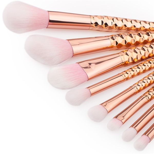 

8pcs makeup brushes kits professional nylon hair cosmetic foundation eye face blush brush set tools rose gold pinceis maquiagem
