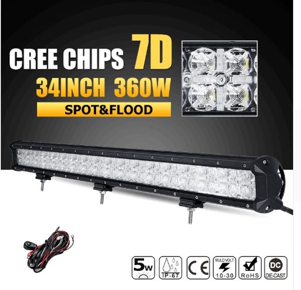 

7д 34inch 360вт обломоки cree светодиодный свет бар комбо луч внедорожный свет работы сид бар 12 в 24 в вождения грузовик внедорожник atv 4х