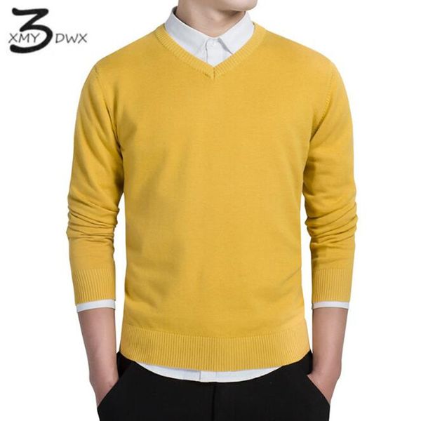 Wholesale- xmy3dwx uomini eleganti cadute sottili maglione a v-scollo/marca maschile set per il tempo libero camicia in maglia/maglione a maglia di grandi dimensioni xxxl