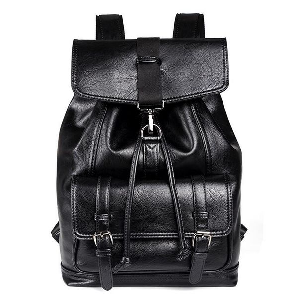 

factory wholesale brand bag, fashion upgrade, pu leather leisure backpack, trend flip rope, student backpack, simple korean backpack