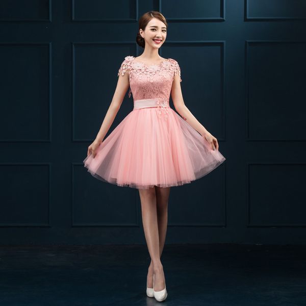 

2017 new arrival evening dresses elegant short bride gown v-back tulle ball prom party homecoming/graduation formal dress, Black;red