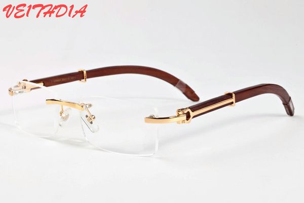 

Brand de igner 2018 rimle buffalo horn gla e women wood ungla e for men bamboo frame clear len e rimle gla e with box