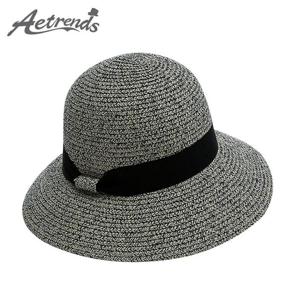 

wholesale- [aetrends] 2017 summer straw hats for women beach hat travel panama cap z-5132, Blue;gray