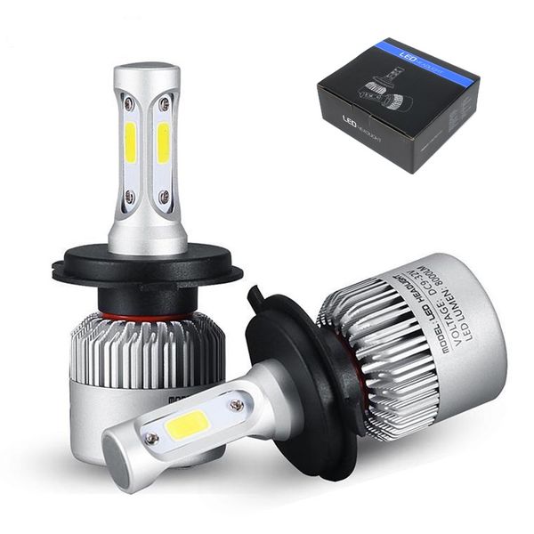 

s2 h4 h7 h13 h11 h1 9005 9006 h3 9004 9007 9012 cob led headlight 72w 8000lm high low beam bulb all in one automobile lamp 6500k 12v