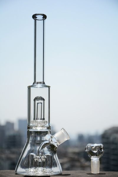 

Толстый Straight Beaker Бонг с Уникальным 3 НЛО Проц стекло Ресайклера Купол Percolator пьянящего Dab Rigs барботажных 18 мм суставом