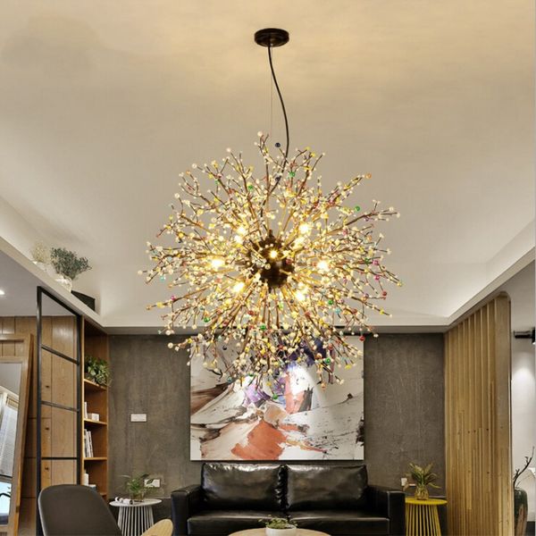 

Creative dandelion chandelier firework led light branch pendant lamp indu trial retro light fixture for dining room foyer living room
