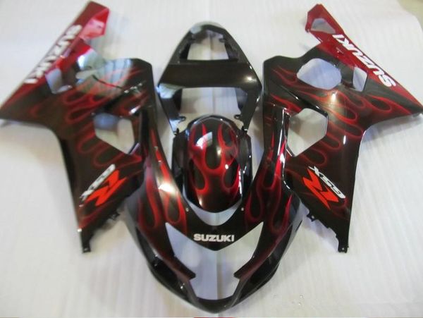 

new abs motorcycle fairing kits 100% fit for suzuki gsxr600 gsxr750 2004 2005 600 750 04 05 k4 bodywork set cool black red flame
