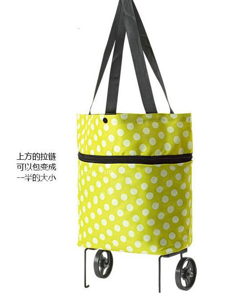 

wholesale- 2017 trolley portable pulley case cart bags flowers in oxford cloth folding dual-purpose tug bag with wheel rolling shopping bag