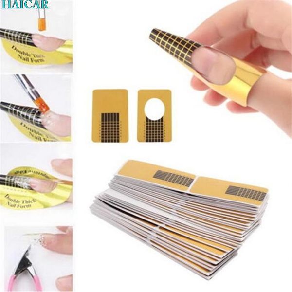 

wholesale- tool acrylic uv gel 100pcs nail art tips extension forms guide french diy ar12 levet dropship, Black