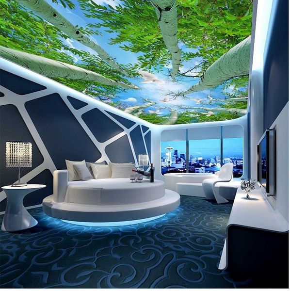 

classic home decor super clear forest sky zenith murals 3d ceiling murals wallpaper