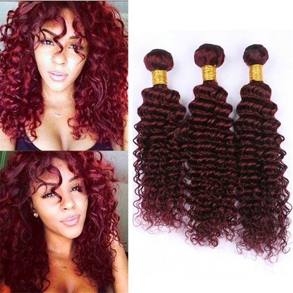 Deep Wave Burgundy Hair Bundles Colored 99j Wine Red Deep Curly