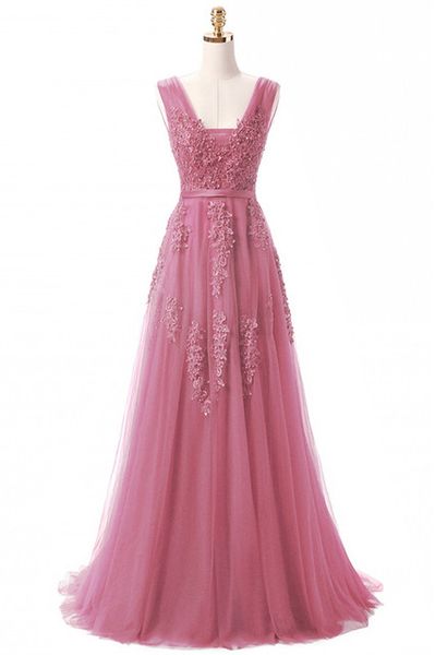 vintage 2018 lace tulle prom dresses a line v neck with appliques open back evening gowns bridal vintage 2018 lace tulle prom dresses a line v neck with appliques open back evening gowns bridal