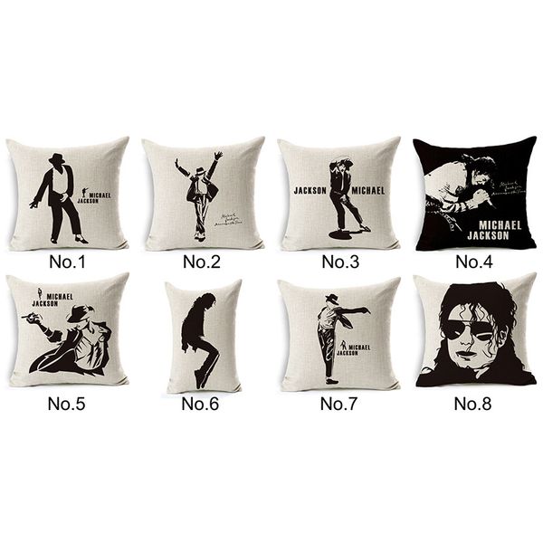 Supper Star Michael Jackson Pillow Cover Cotten Linen Square Throw
