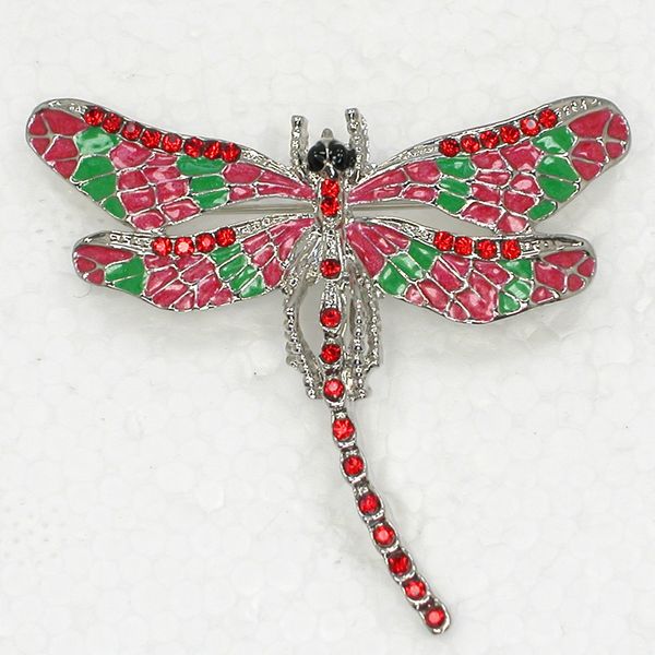 

12pcs/lot wholesale crystal rhinestone enameling dragonfly brooch fashion costume pin brooch c180, Gray