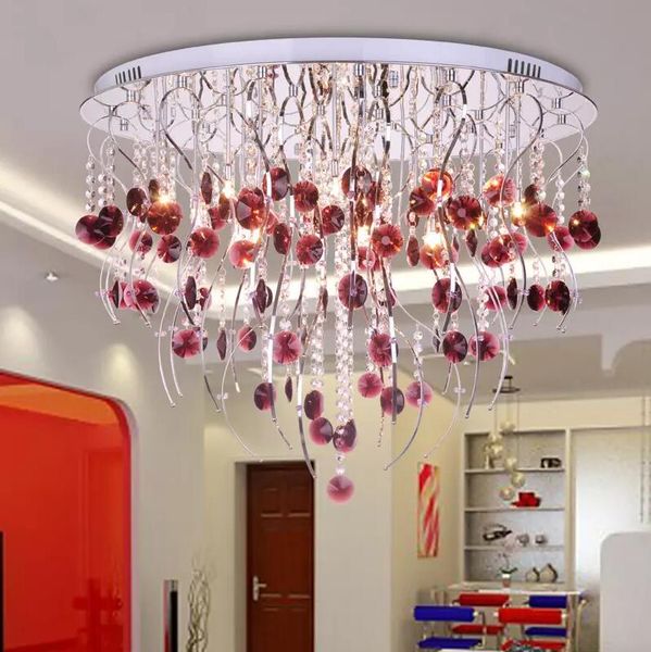 

Po t modern creative k9 cry tal chadelier willow twig led ceiling lamp wine red cry tal chandelier living room hotel lamp