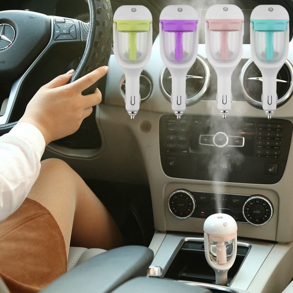 

mini portable car use air humidifier ultrasonic essential air atomizer diffuser wave air filter mist maker car charger