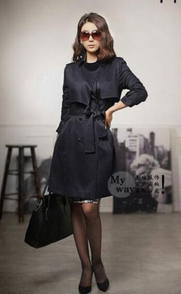 

the spring and autumn period and the han edition boutique british elegant leisure fashion woman plus-size trench coat / s-4xl, Black