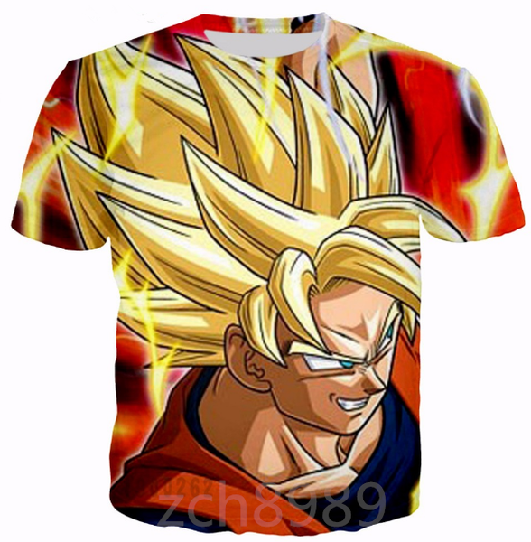 

аниме новейшая мода мужчины / женщины dragon ball z сердитый гоку летний стиль смешно унисекс 3d печати повседневная футболка s - - - 5xl aa, White;black