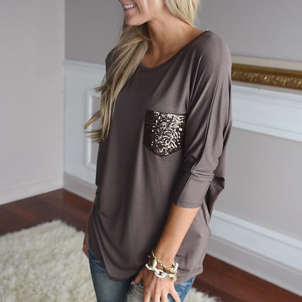 

fashion 2 sleeve long autumn loose neck cotton women o sleeve 2016 wholesale- clothing colors women t shirt arrival casual new soli xamx, Black