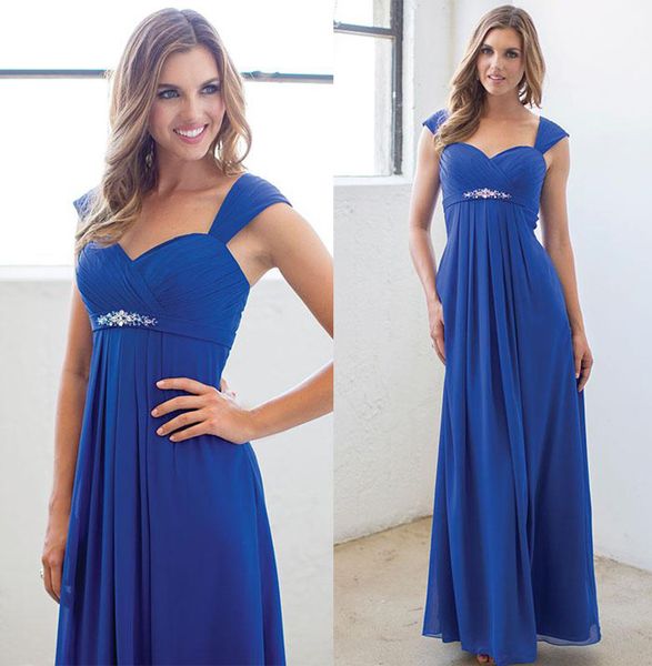 

Великолепный королевский синий платья невесты 2017 империи возлюбленной шеи длинн