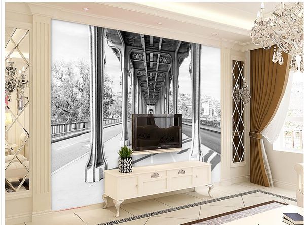 

luxury european modern european and american city scenery black and white landscape tv wall murals