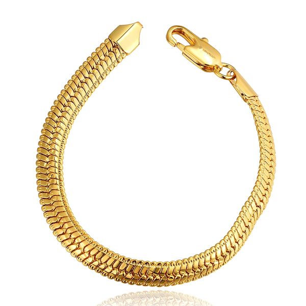 

2016 new 18k gold plated snake chain bracelet 8mm x 20cm factory price wholesale fashion jewelry, Golden;silver