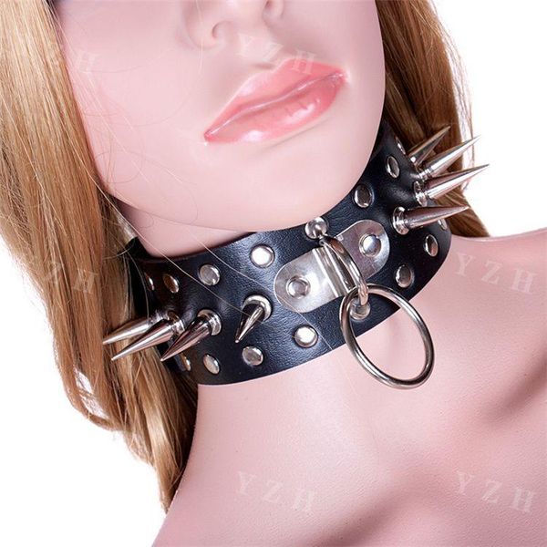Uni Punk Lockable Metal Spiked Leather Slave Collar With Chain Lead Dog Harness Style For Men And Women Free Kids Girl