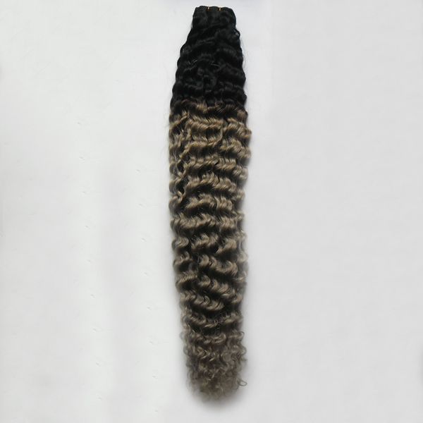 Gri insan saç örgüsü ombre 1 demetler remy olmayan 100g 1b/Gery iki ton ombre brezilya saç çift atkı