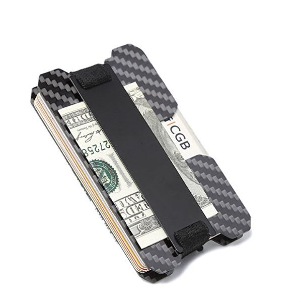 

carbon fiber money clip - unique rfid blocking credit card case holder slim luxury gift wallet ing, Brown;gray
