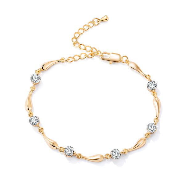 

18k yellow gold plated cz little waterdrop foot chains anklets link for girls women for wedding party, Red;blue