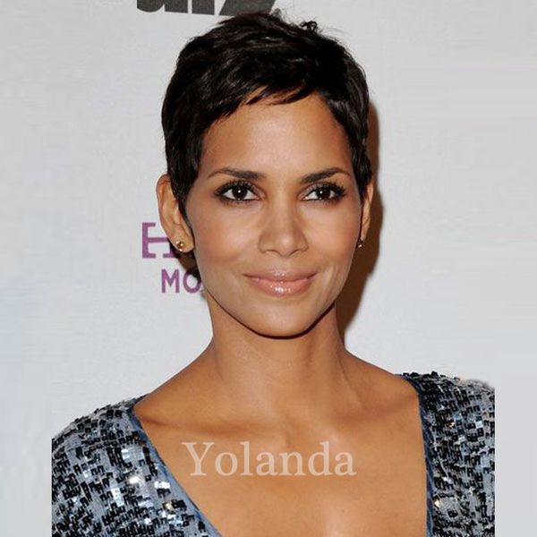 Full Lace Human Hair Wigs For Black Women Best Quality Pixie Half