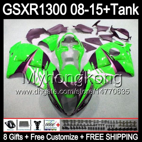 8gifts verde lucido per SUZUKI Hayabusa GSXR1300 08 15 GSXR-1300 14MY12 GSXR 1300 GSX R1300 08 09 10 11 12 13 14 15 Kit carenatura verde nero