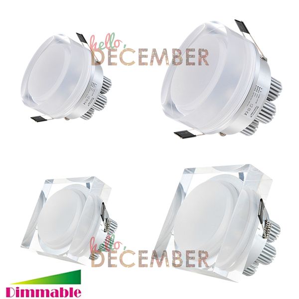 

New 9w 15w 21w dimmable led cry tal ceiling light downlight rece ed round quare led ceiling lamp