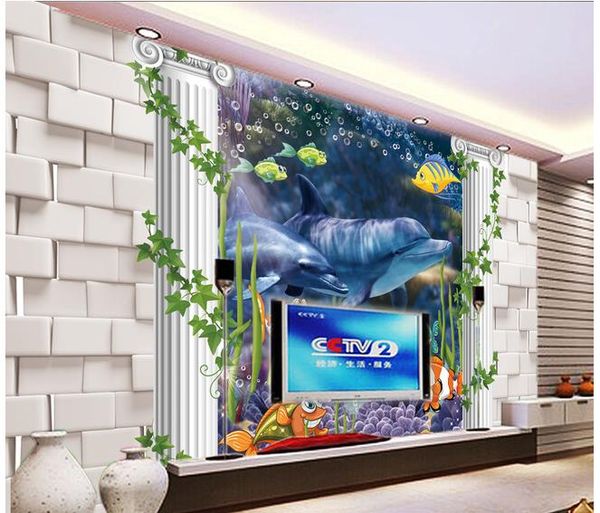 

моды декор интерьер для спальни 3d стерео нижнего мира дельфины матери и сына любит глубокий тв фон стену