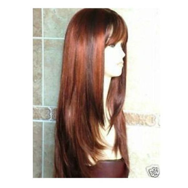 

new fashion long copper red brown wig/hair ing, Black